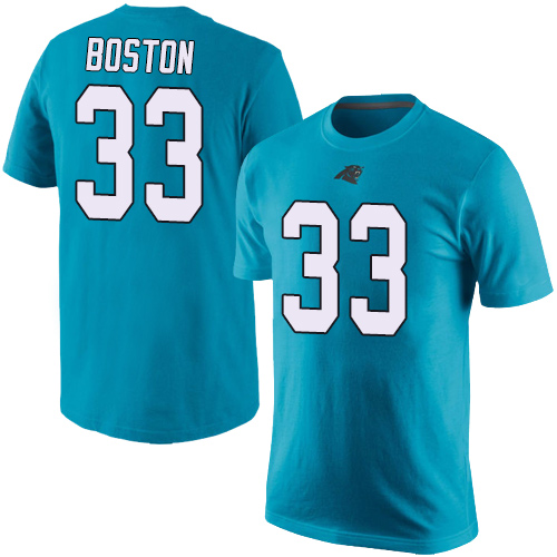 Carolina Panthers Men Blue Tre Boston Rush Pride Name and Number NFL Football #33 T Shirt
